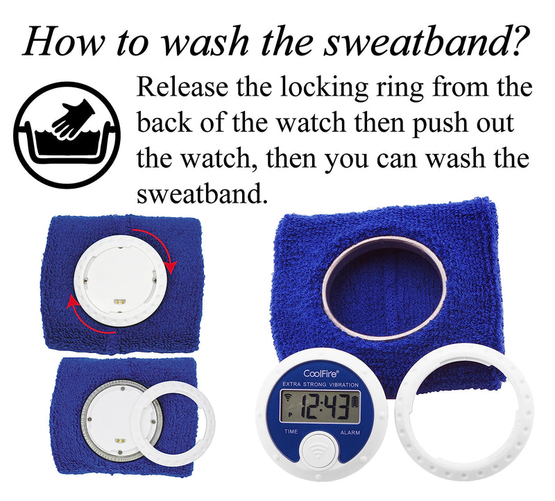  [AUSTRALIA] - Coolfire - Wristband Vibrating Alarm Watch for Couples, Students, Hearing Impaired, USB Chargeable(Blue)