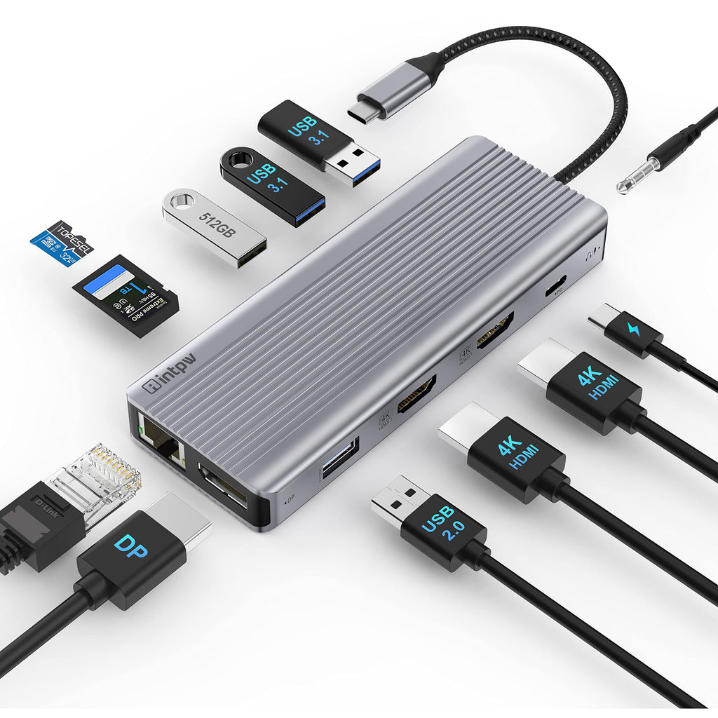  [AUSTRALIA] - USB C Docking Station Dual Monitor,12-in-1 USB C Hub Multiport Adapter with Dual HDMI & DP 4K@60Hz,100W PD,Ethernet, SD/TF,Audio for MacBook Pro/Air/Dell/HP/Thinkpad and More Type-C Laptops