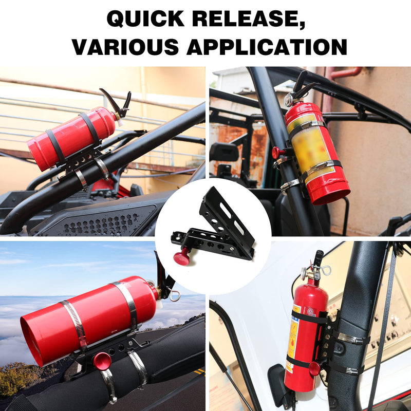  [AUSTRALIA] - Bestaoo Adjustable Roll Bar Fire Extinguisher Mount Holder for Jeep Wrangler TJ JK JKU JL UTV Polaris RZR Ranger Camper Van, Aluminum, Quick Release