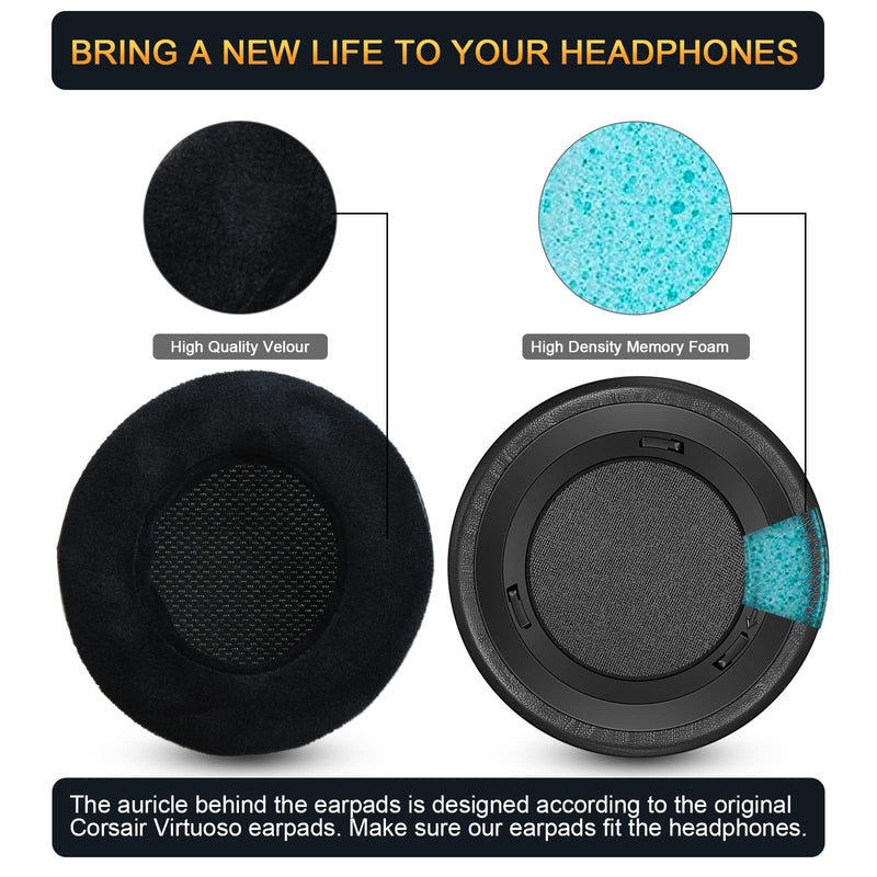  [AUSTRALIA] - Upgrade Replacement Ear Pads for Corsair Virtuoso RGB Wireless SE Gaming Headset, Ear Cushion Compatible with Virtuoso XT, Durable Leather with Velour, Softer Memory Foam, Added Thickness