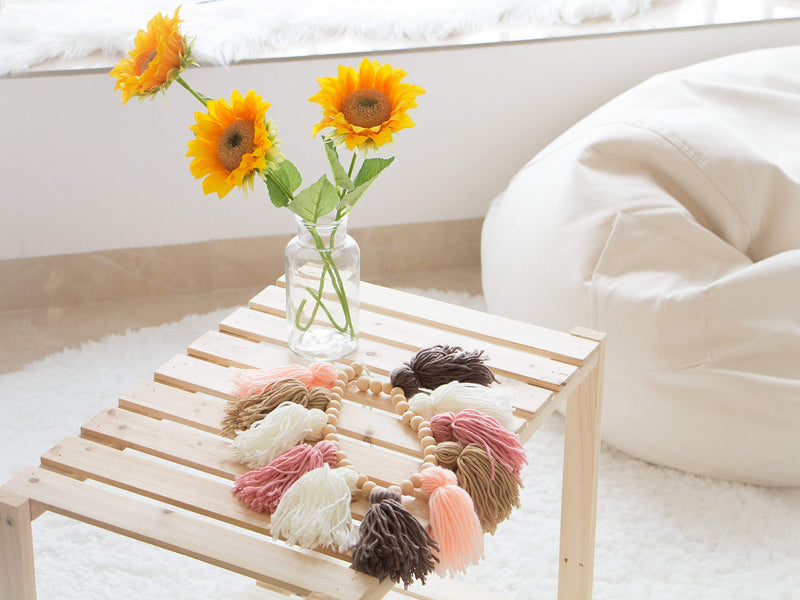  [AUSTRALIA] - Decocove Tassel Garland - Boho Tassel Garland with Wood Beads - Wall Decor for Dorm, Girls Room and Nursery Room (36 inch) - Blush and Terra Cotta 36 inch