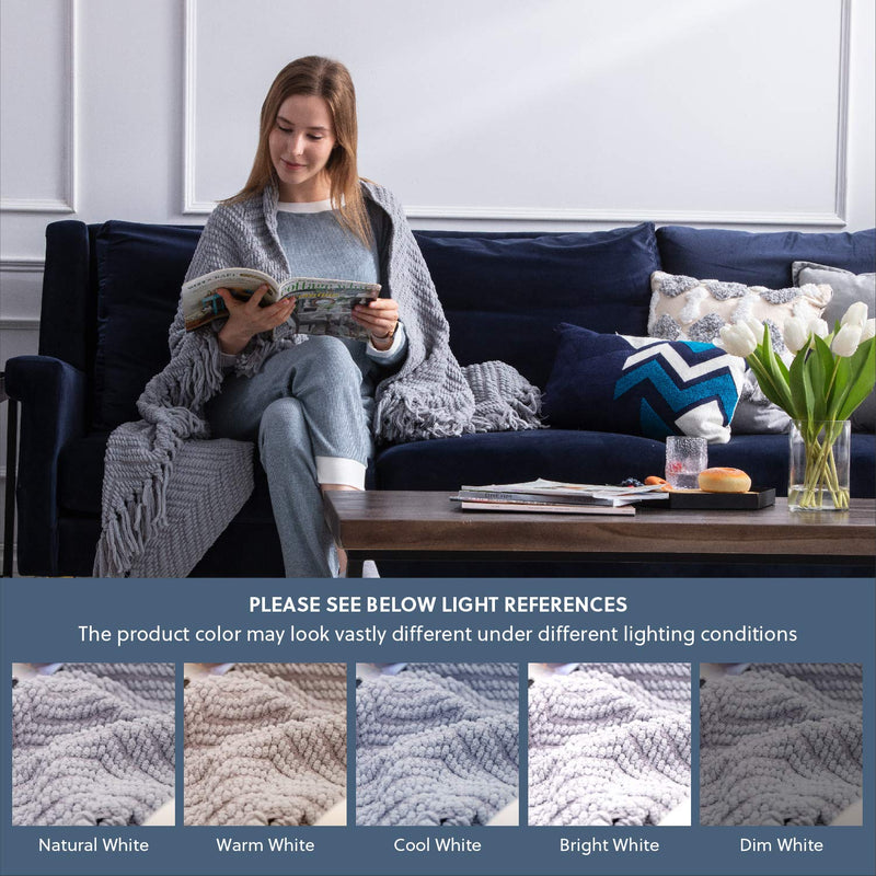  [AUSTRALIA] - Bedsure Grey Throw Blankets for Couch, Textured Knit Woven Blanket, 50x60 Inch - Super Soft Warm Decorative Blanket with Tassels for Couch, Bed, Sofa and Living Room Throw(50"x60")