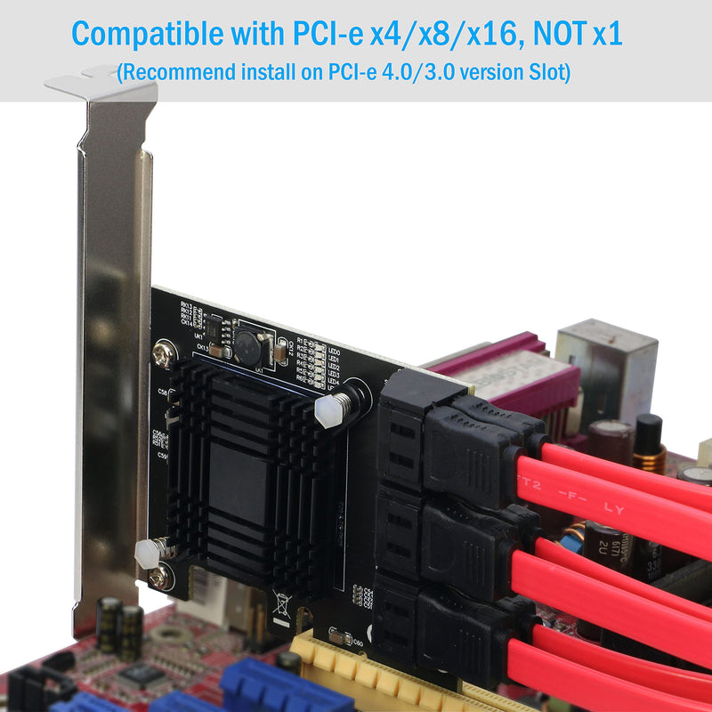  [AUSTRALIA] - PCIe SATA Card [6 Ports], RIITOP PCIe x4 to 6 Port SATA 3.0 6Gbps Expansion Controller Adapter