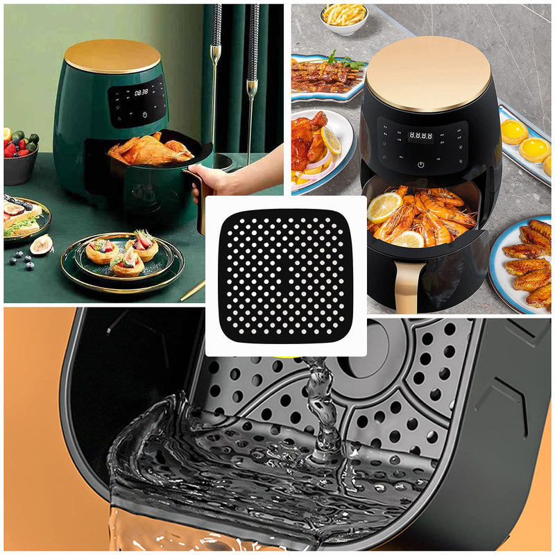  [AUSTRALIA] - ZEPELOFFY 2 Pack 8.5 Inch Square Air Fryer Liners, Reusable Food-Grade Silicone Mat, Non-stick Heat Resistant Air Fryer Accessories