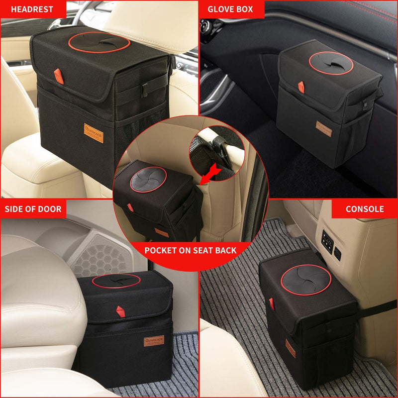 QUARKACE Car Trash Can, Leakproof Car Garbage Can with Lid, Collapsible Car Trash Container with a Removable Liner - LeoForward Australia