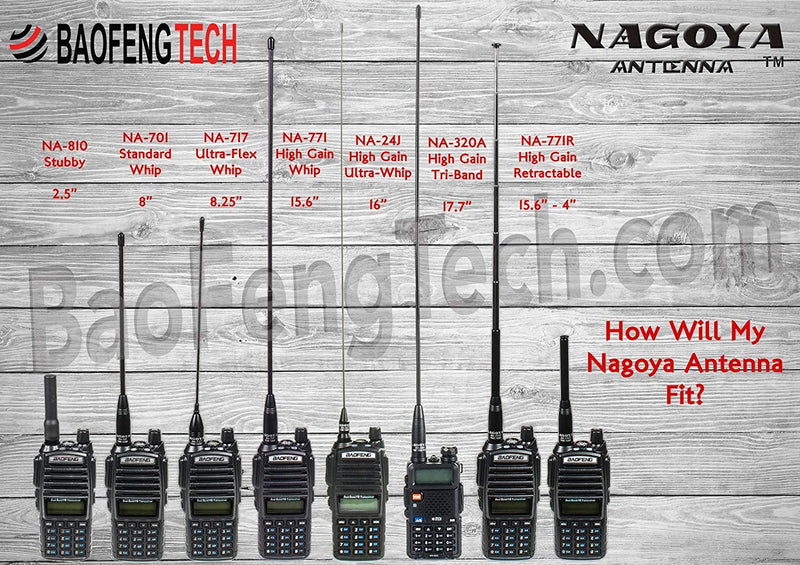 Authentic Genuine Nagoya NA-771 15.6-Inch Whip VHF/UHF (144/430Mhz) Antenna SMA-Female for BTECH and BaoFeng Radios Handheld Antenna NA-771 15.6" VHF/UHF - LeoForward Australia
