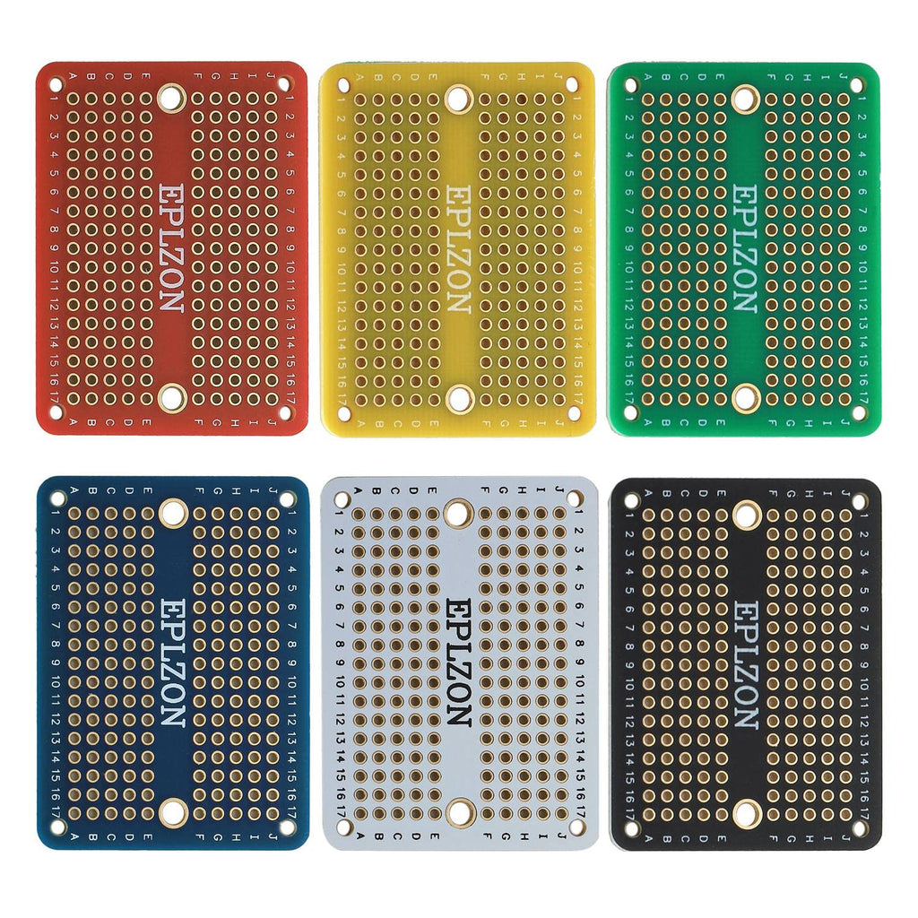  [AUSTRALIA] - EPLZON Prototype Board Solderable Breadboard Double-Sided Circuit Board PCB Circuit Board for Welding Arduino, DIY Electronic Items, Multicolored (Pack of 6)