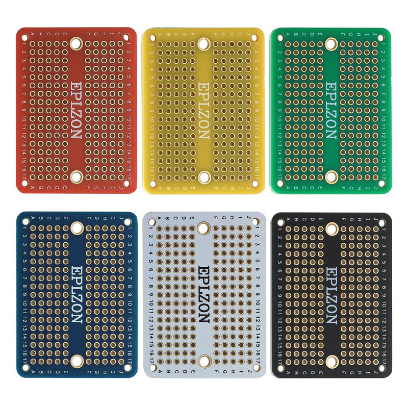  [AUSTRALIA] - EPLZON Prototype Board Solderable Breadboard Double-Sided Circuit Board PCB Circuit Board for Welding Arduino, DIY Electronic Items, Multicolored (Pack of 6)