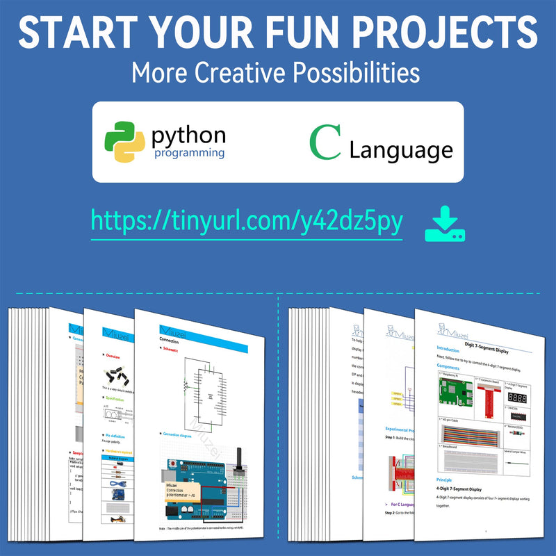  [AUSTRALIA] - Miuzei Starter Kit for Arduino Projects Electronics Kit with Breadboard with 58 Lessons, 235 Components LC Display, Breadboard, Sensors, Relays, GPIO Expansion, for Raspberry Pi Course
