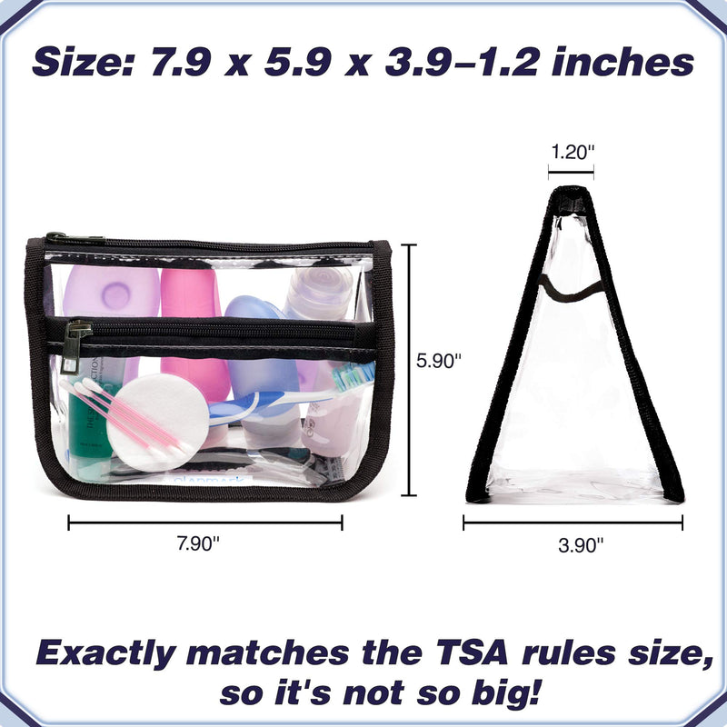 TSA Approved Clear Toiletry Bag with Pocket - Quart Size Bag for Airport, Camping or Gym 1pcs Black - LeoForward Australia