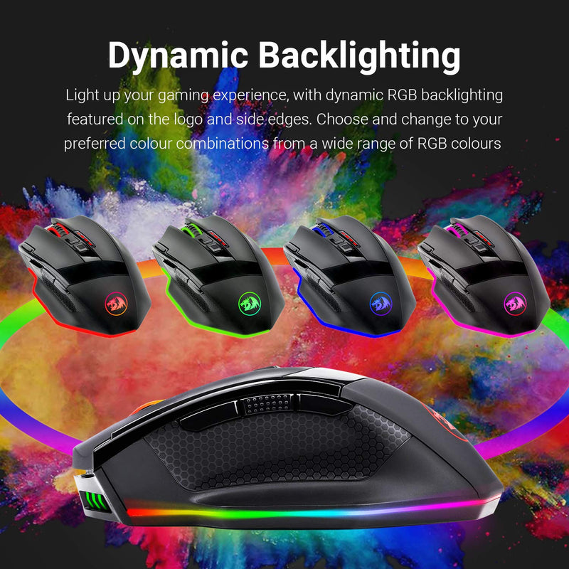  [AUSTRALIA] - Redragon M801 PC Gaming Mouse LED RGB Backlit MMO 9 Programmable Buttons Mouse with Macro Recording Side Buttons Rapid Fire Button for Windows Computer Gamer (Wireless, Black) Wireless