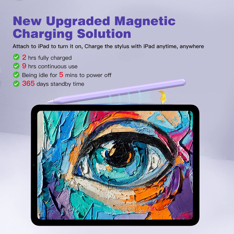  [AUSTRALIA] - TiMOVO Stylus Pen for iPad,Apple Pencil for 2022 iPad Pro 12.9"/Pro 11",iPad Air 5th/4th,iPad Mini 6th Generration,Magnetic Wireless Charging iPad Pencil Stylus Palm Rejection/Tilt Sensitivity, Purple