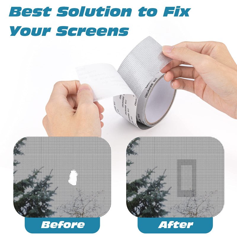  [AUSTRALIA] - Anti Insect Screen Repair Tape - Upgraded (2" x 80"), Window Screen Tape Mesh Repair, Strong Adhesive & Waterproof Screen Patch Repair Kit (Silver-Gray) Gray