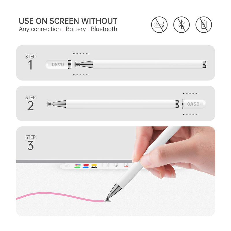 Stylus Pen for iPad, Disc Tip Pencil Tablet Stylus Compatible with Apple iPad pro/iPad 6/7/8th/iPhone/Samsung Galaxy Tab/Chromebook/All Touch Screens (White) White - LeoForward Australia