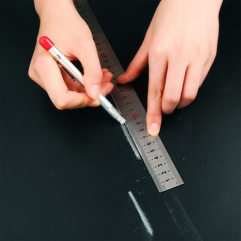  [AUSTRALIA] - 2 Pieces Soapstone Holders Round Soapstone Marker Soapstone Pen with 12 Pieces Refills for Welding Tools and Markers Removable Markings on Steel, Aluminum, and Cast