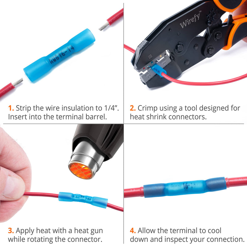  [AUSTRALIA] - Wirefy 150 PCS Heat Shrink Butt Connectors Blue 16-14 AWG - Marine Grade Butt Connectors - Wire Butt Splice Connectors - Electrical Waterproof Heat Shrink Butts