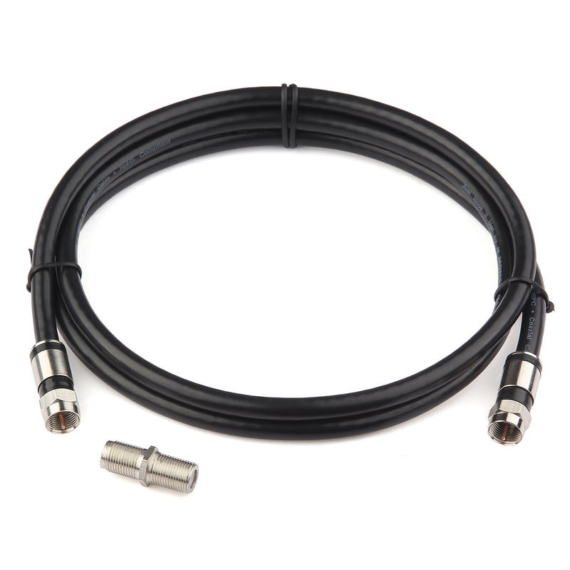 GTOTd Coaxial Cable (4 Feet) with RG6 Coax Cable Connector (and F-Type Cable Extension Adapter) Black Coax Satellite TV 75 Ohm Cable 4FT - LeoForward Australia
