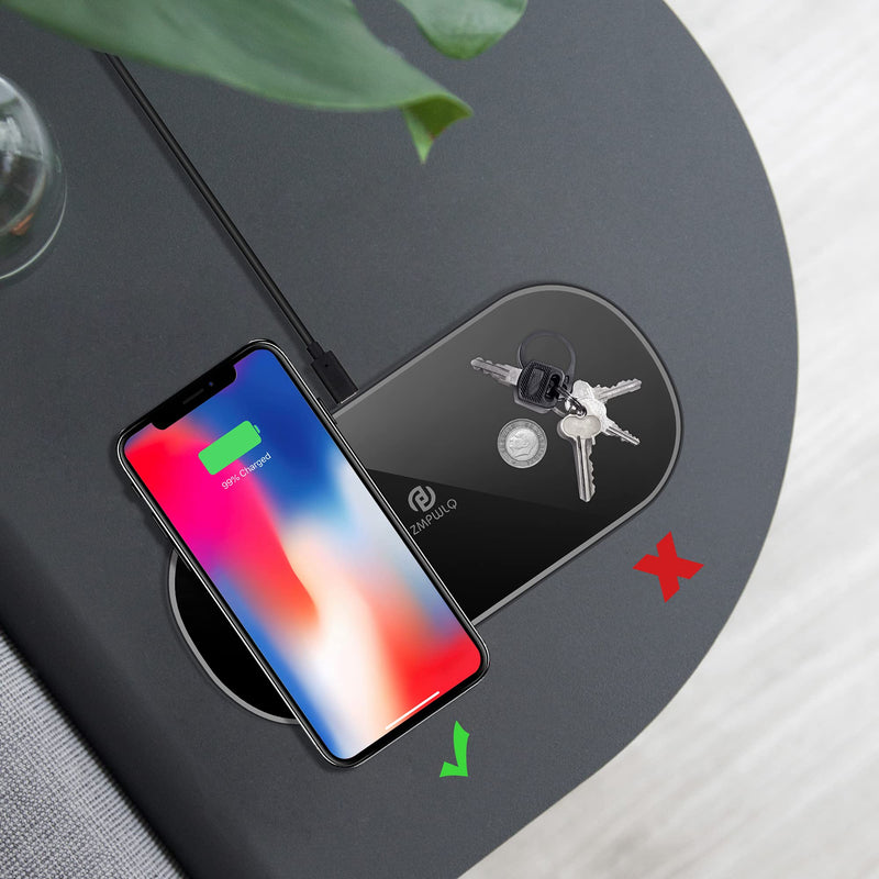  [AUSTRALIA] - Dual Wireless Charging Mat Fast Wireless Charger iPhone Wireless Charging Pad Station Metal Qi 5 Coils 10W Large Multiple Devices Compatible with iPhone 12 11 X XS Max Samsung USB C Adapter Included