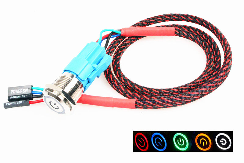 NOYITO 16mm 19mm Chassis Switch Host Metal Button Switch with 2ft 3A Extension Cable Red Yellow Blue Green White Switch Symbol Suitable for Computer DIY Switch - Upgrade (19mm Blue) 19mm Blue - LeoForward Australia