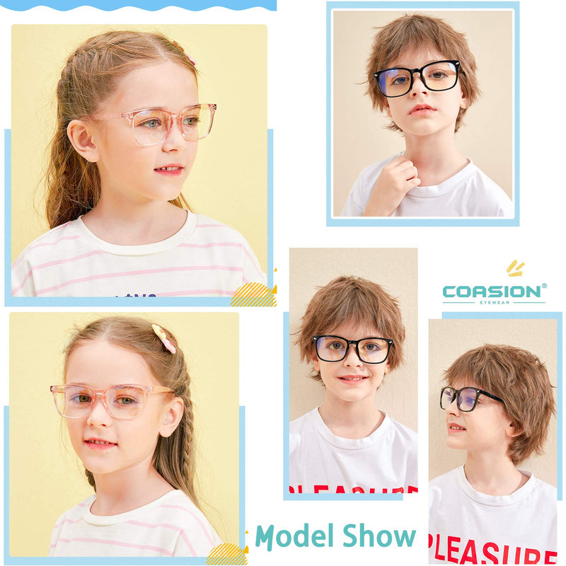  [AUSTRALIA] - Blue Screen Glasses for Kids, COASION 3 Pack Blue Light Blocking Glasses for Girls Boys, Computer Gaming Fake Eyeglasses ( Clear Purple + Clear Pink + Clear Blue )