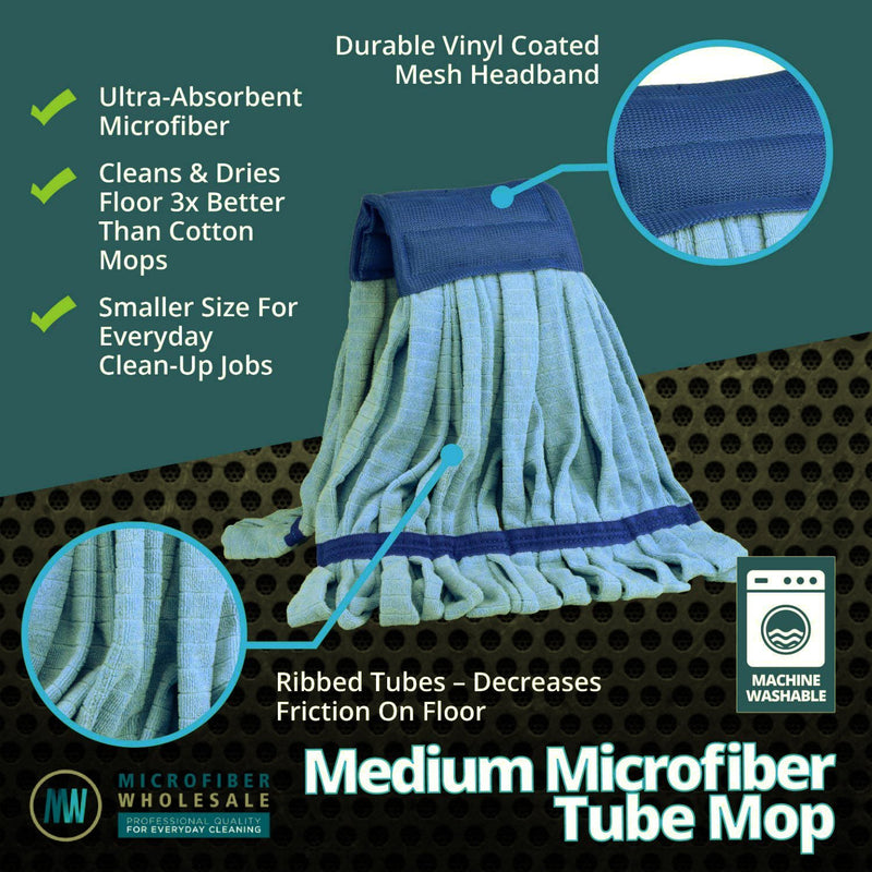 QIPENG 18" Large Microfiber Cloth Mop Head Replacement Pack of 2 | for Commercial and Industrial Use (Blue) Blue - LeoForward Australia