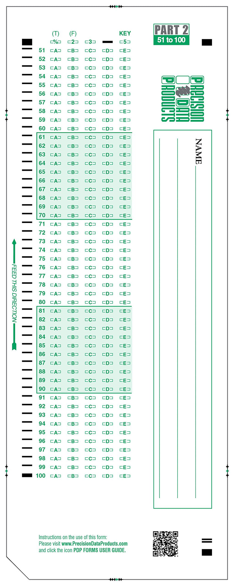  [AUSTRALIA] - 882-E Compatible Testing Forms, PDP-100 Question Exam (100/pkg)