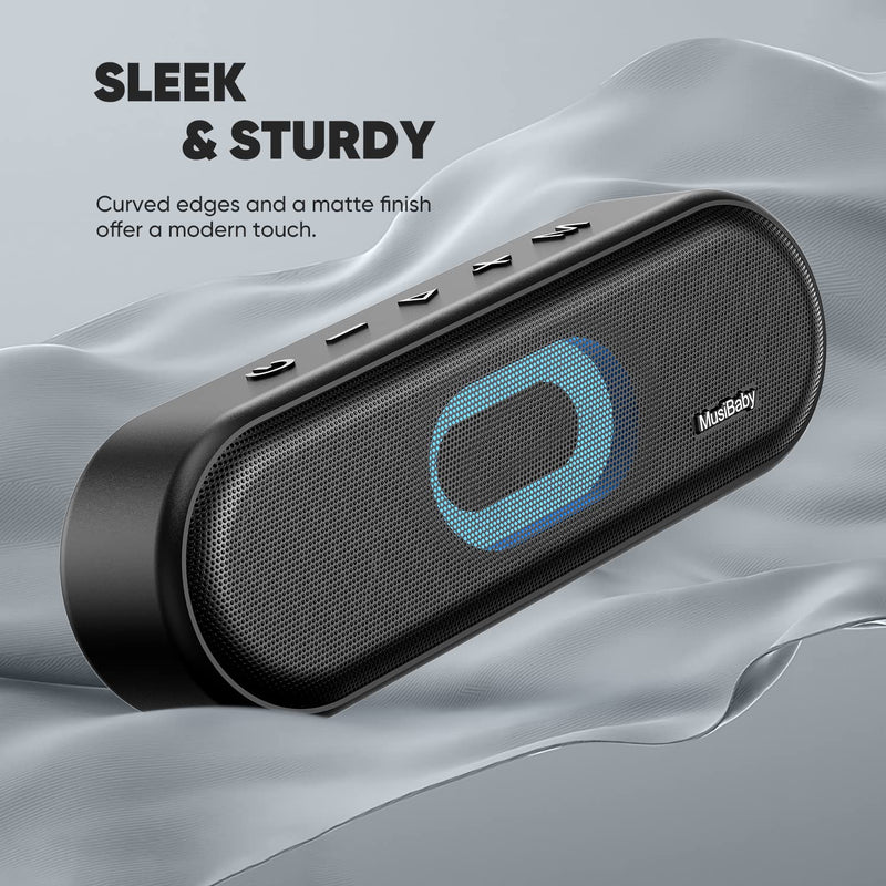  [AUSTRALIA] - Bluetooth Speakers,MusiBaby M33 Speaker,IPX7 Waterproof Bluetooth Speaker,Speakers Bluetooth Wireless,Portable Speaker with Stereo Sound,Extra Bass,24HRs Playtime for Indoor/Outdoor-Blk