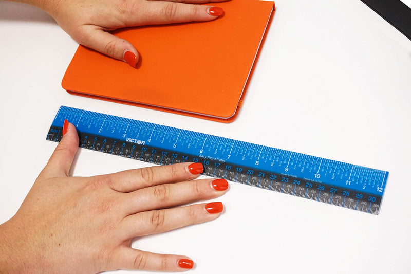 Dual Colour Ruler Victor EZ12PBL Plastic Dual Color 12 Inch Easy Read Ruler with Inches ...