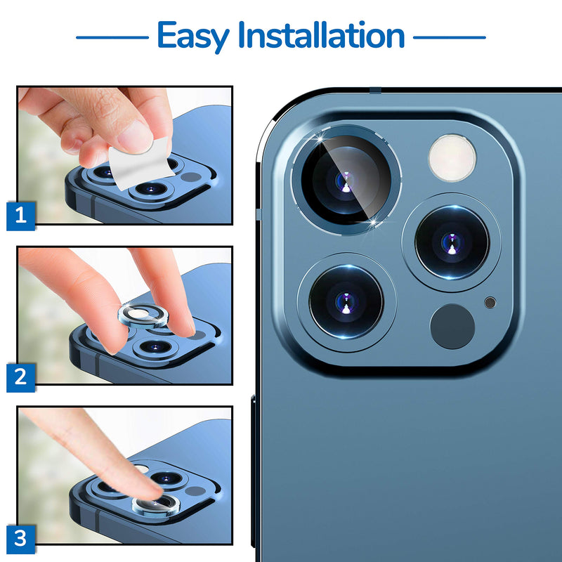 [5 Pack] UniqueMe Camera Lens Protector Compatible for iPhone 12 Pro Max 6.7 inch, [Precise Cutout] Camera Cover Circle Tempered Glass - Pacific Blue - LeoForward Australia