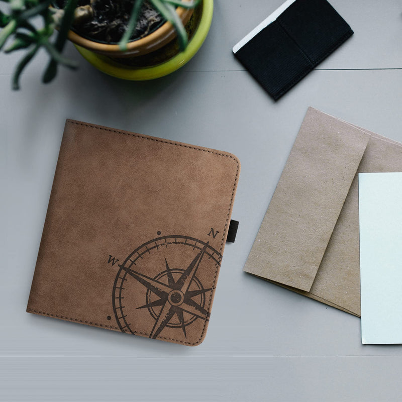  [AUSTRALIA] - kwmobile Case Compatible with Kobo Libra 2 - Synthetic Suede Cover - Navigational Compass Brown Navigational Compass 05