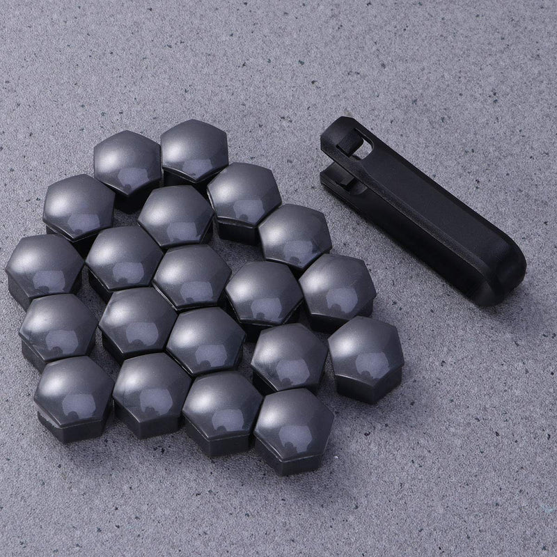  [AUSTRALIA] - Vosarea 21 in 1 Hexagonal Wheel Lug Nut Covers Bolts Covers Screw Protect Caps 21mm with Clips (Grey)