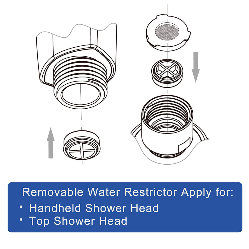  [AUSTRALIA] - YOO.MEE 1.75 GPM Water Restrictor, Shower Flow Control Valve Suitable for the Fixed Shower Head or Handheld Shower with the Holes Diameter of 0.552'' (14mm), 1 Pc Packed