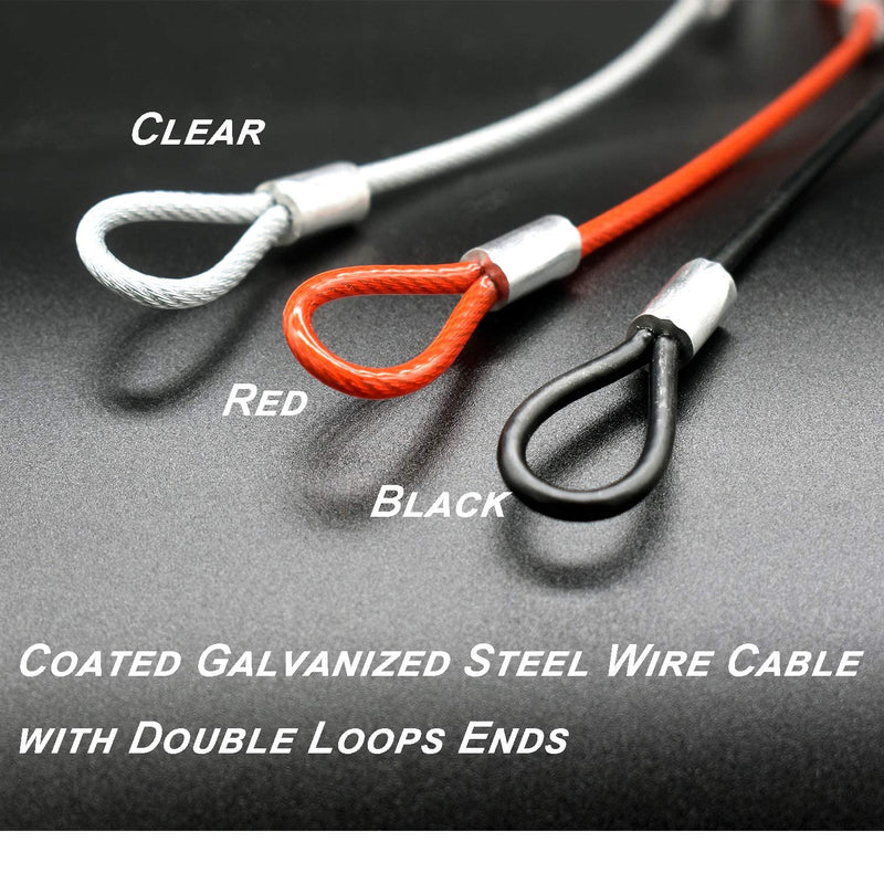  [AUSTRALIA] - Bytiyar 15 pcs 8 inch(20cm) 3mm Thickness Stainless Steel Wire Cable with Loops Vinyl Cover Coated Short Rope Lanyard Lock Safety Tether Chains,Red 8in/20cm Red_15Pcs