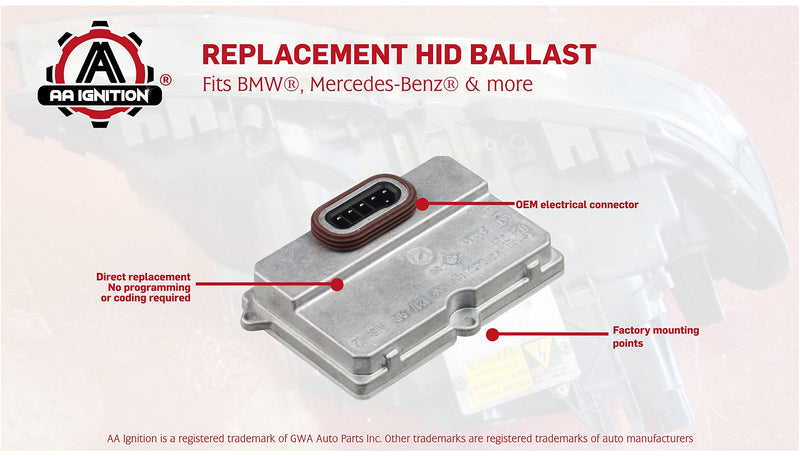 HID Xenon Headlight Ballast - Control Module - Replaces 63126907488, 63120150614, 05103356AA - Compatible with BMW, Audi, Mercedes-Benz Vehicles & More - X5, Z4, 545i, Pacifica, 9-3, A6, A8, S6, S8 - LeoForward Australia