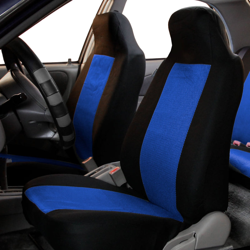  [AUSTRALIA] - FH Group FB102102 Classic Cloth Seat Covers (Blue) Front Set with Gift – Universal Fit for Cars Trucks & SUVs
