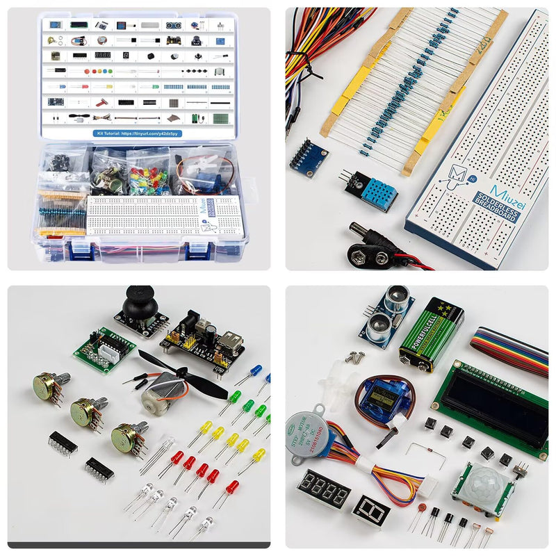  [AUSTRALIA] - Miuzei Starter Kit for Arduino Projects Electronics Kit with Breadboard with 58 Lessons, 235 Components LC Display, Breadboard, Sensors, Relays, GPIO Expansion, for Raspberry Pi Course