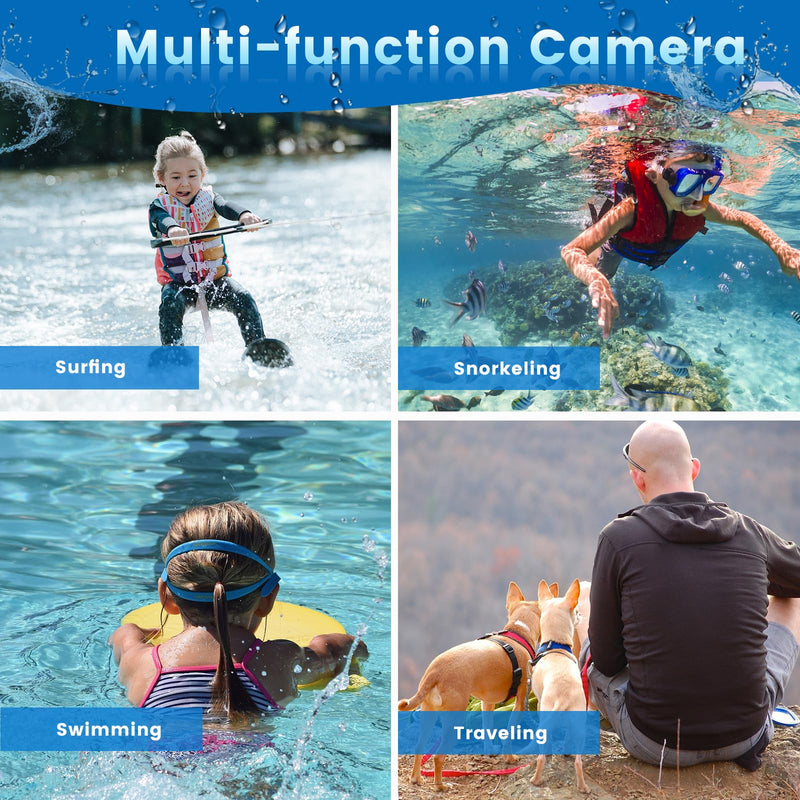  [AUSTRALIA] - YEEIN Digital Camera 30MP Kids Digital Camera with 32G SD Card and Rechargeable Battery, 18X Digital Zoom Compact Portable Digital Camera for Snorkeling Swimming Blue