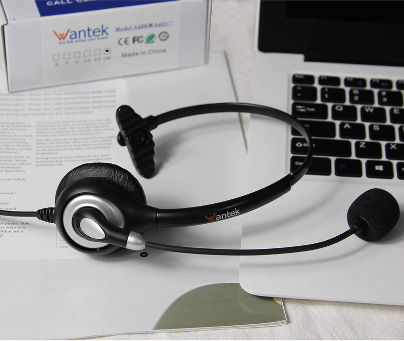  [AUSTRALIA] - Corded USB Headsets Mono with Noise Cancelling Mic and in-line Controls, Wantek UC Business Headset for Skype, SoftPhone, Call Center, Crystal Clear Chat, Super Lightweight, Ultra Comfort (UC600)