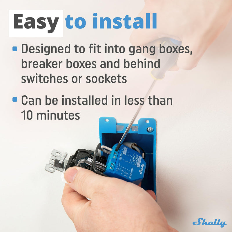  [AUSTRALIA] - Shelly Plus 1 | WiFi & Bluetooth Smart Relay Switch | Home automation | Compatible with Alexa & Google Home | iOS Android App | No Hub Required Wireless Switch DIY Remote Control Garage Door Single Pack Single