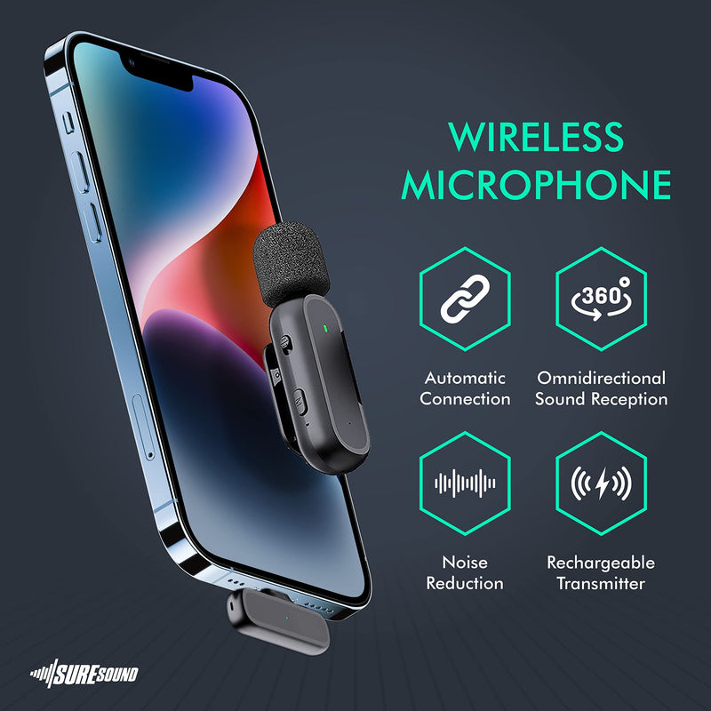  [AUSTRALIA] - Wireless Microphone for iPhone with Tripod (2 Pack) - Professional Vlog Kit - 12H Runtime 70ft Range - Clip-On Mini Lapel Microphones for Interviews, Vlogs & Podcasts