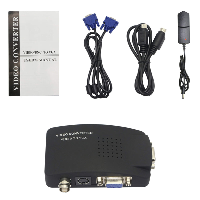  [AUSTRALIA] - XMSJSIY BNC to VGA, S Video VGA to VGA Converter CCTV Camera PC to TV Adapter BNC Input to VGA Input to VGA Output Laptop Computer Monitor Converter for DVR DVD Player Support PAL NTS