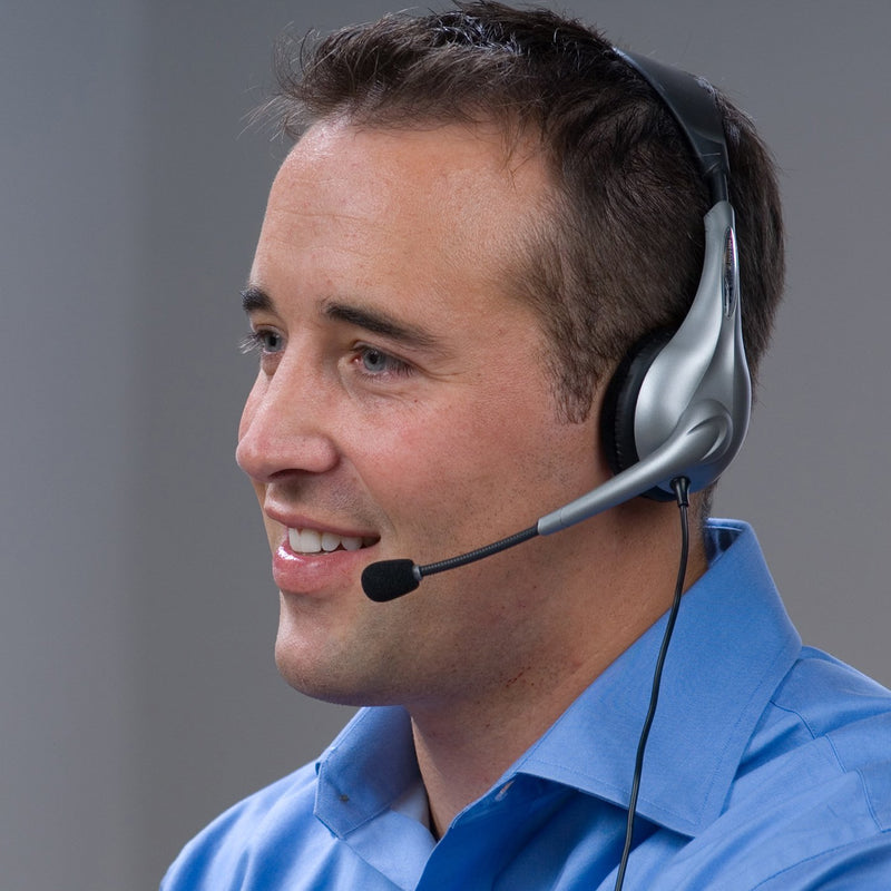  [AUSTRALIA] - Cyber Acoustics USB Mono AC-840 Headset, Headphone with microphone, Great for Education, Office and Call Centers (AC-840) Black