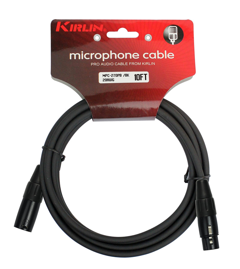  [AUSTRALIA] - KIRLIN Cable MPC Microphone Cable, XLR, BLACK, 10FT (MPC-270PB-10/BK)