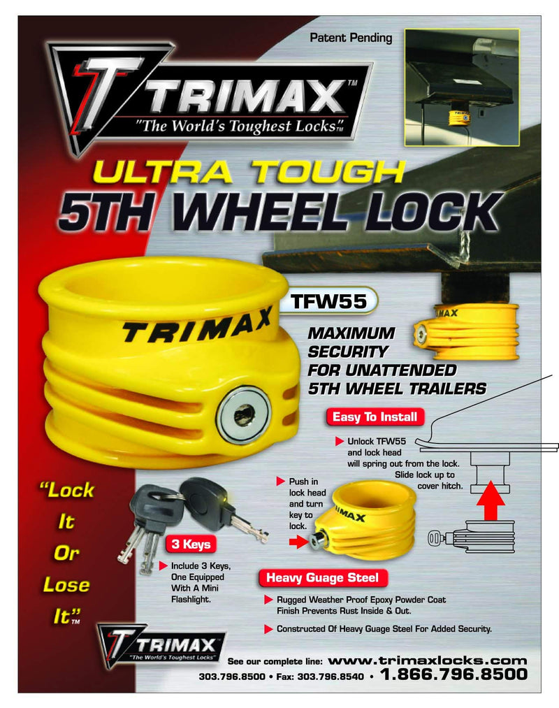  [AUSTRALIA] - Trimax TFW55 Ultra Tough 5th Wheel Trailer Lock Yellow