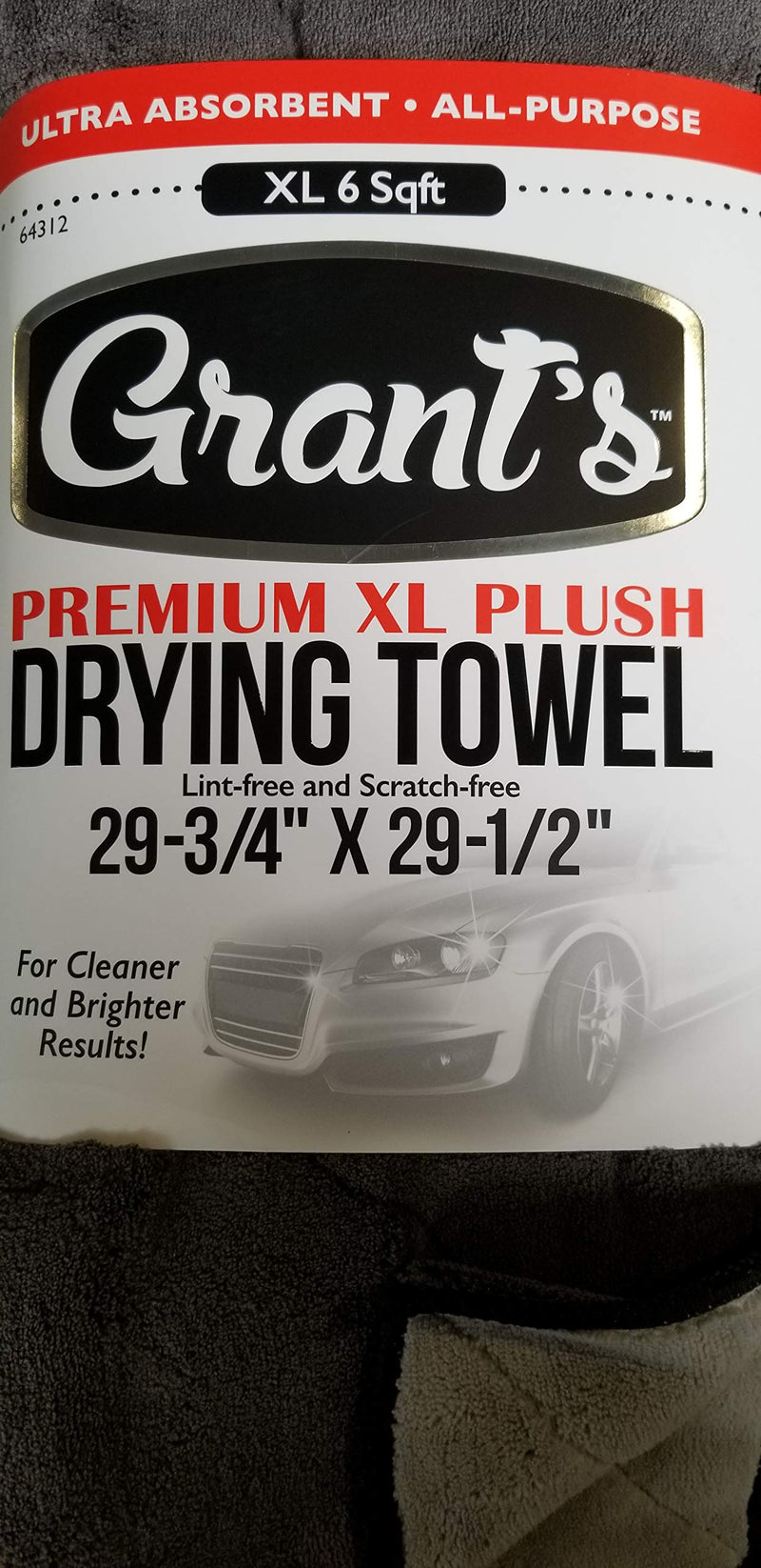  [AUSTRALIA] - Grant's Premium XL Plush Drying Towel (6 Square Feet) 29-3/4" x 29-1/2" - Ultra Absorbent All-Purpose Lint-Free Scratch-Free Microfiber