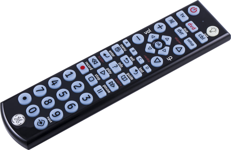 GE Big Button Backlit Universal Remote Control for Samsung, Vizio, Lg, Sony, Sharp, Roku, Apple TV, RCA, Panasonic, Smart TVs, Streaming Players, Blu-Ray, DVD, 4-Device, Black, 34455 - LeoForward Australia