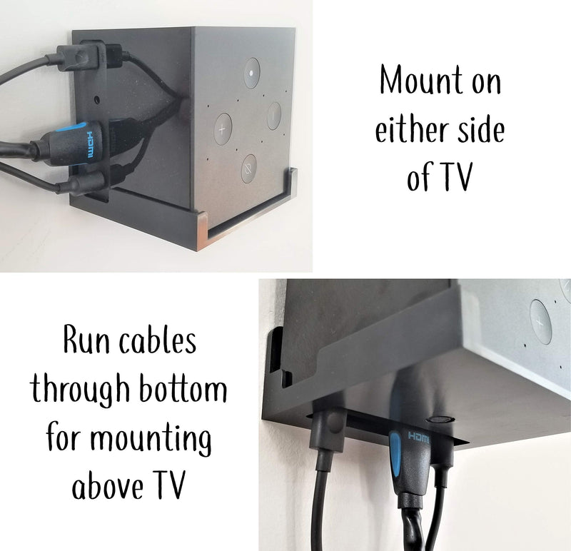  [AUSTRALIA] - Dot Genie Easy Hanging Fire TV Cube Wall Mount (Fits 1st & 2nd Gen and New 3rd Gen Fire TV Cube) | Updated for More Support | Totally Hides Cords | Improves Visibility | Quick Install 1-Pack Black
