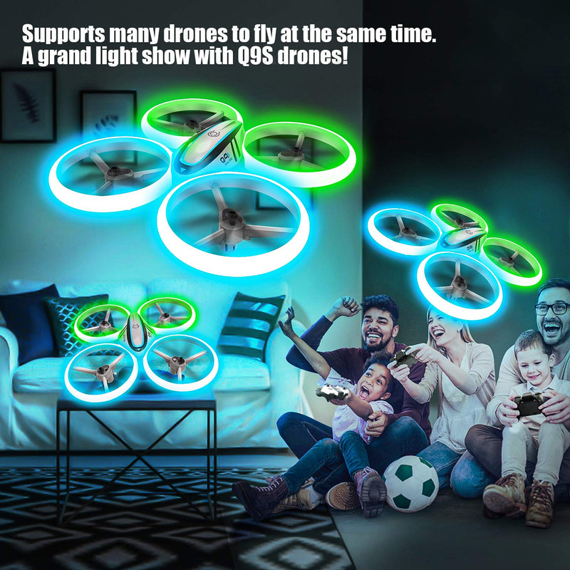  [AUSTRALIA] - HASAKEE Q9s Drones for Kids,RC Drone with Altitude Hold and Headless Mode,Quadcopter with Blue&Green Light,Propeller Full Protect,2 Batteries and Remote Control,Easy to fly Kids Gifts Toys for Boys and Girls white