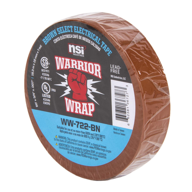  [AUSTRALIA] - NSI WarriorWrap Select 3/4 in. x 60 ft. 7 mil Vinyl Electrical Tape, Brown