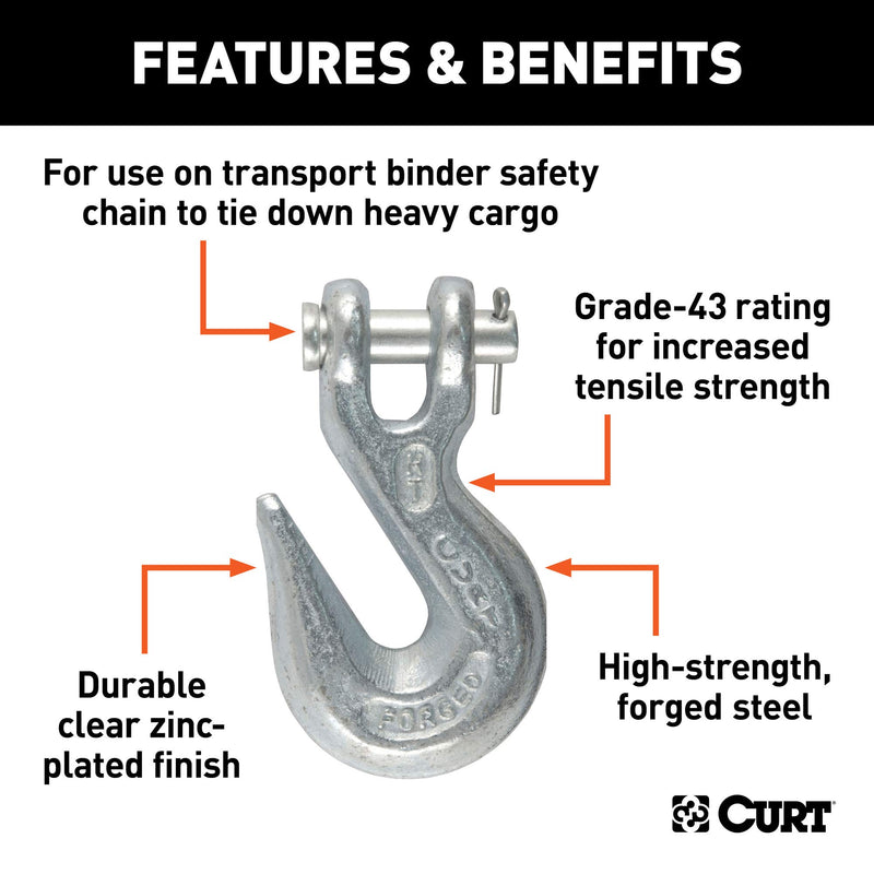  [AUSTRALIA] - CURT 81350 3/8-Inch Forged Steel Clevis Grab Hook, 5,400 lbs. Work Load